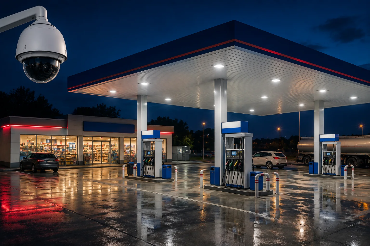 Estación de servicio y gasolinera con sistema de videovigilancia